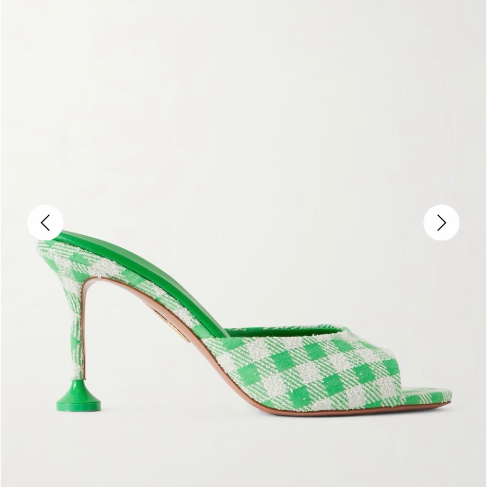 Aquazzura Green and White Gingham Heels